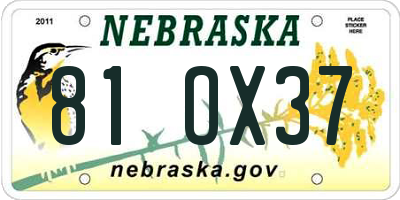 NE license plate 81OX37