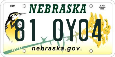 NE license plate 81OY04