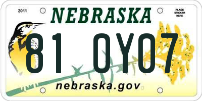 NE license plate 81OY07