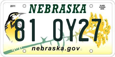 NE license plate 81OY27
