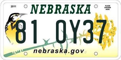 NE license plate 81OY37