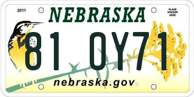 NE license plate 81OY71