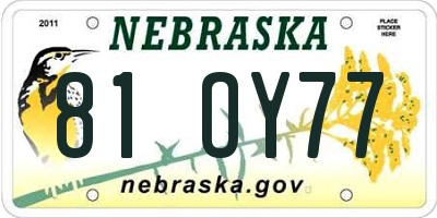 NE license plate 81OY77