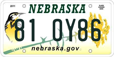 NE license plate 81OY86