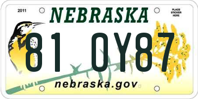 NE license plate 81OY87