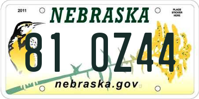 NE license plate 81OZ44