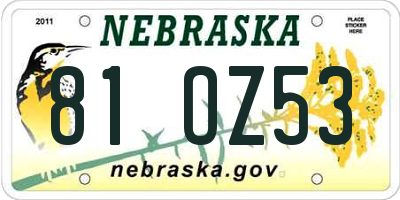 NE license plate 81OZ53