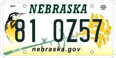 NE license plate 81OZ57