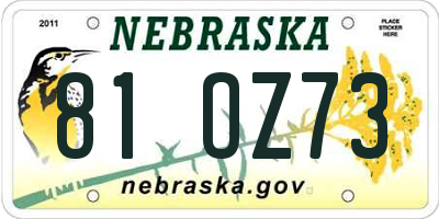 NE license plate 81OZ73