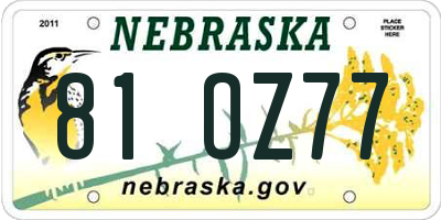 NE license plate 81OZ77