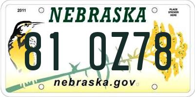NE license plate 81OZ78