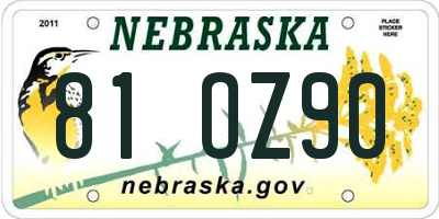 NE license plate 81OZ90