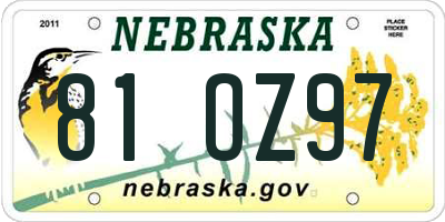 NE license plate 81OZ97
