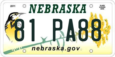 NE license plate 81PA88
