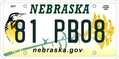 NE license plate 81PB08