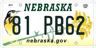 NE license plate 81PB62