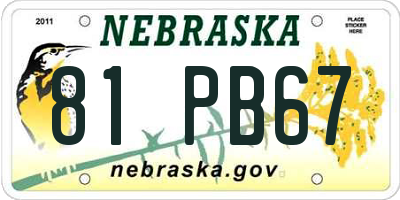 NE license plate 81PB67