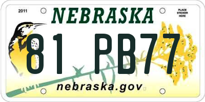 NE license plate 81PB77