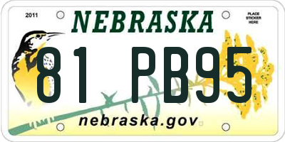 NE license plate 81PB95