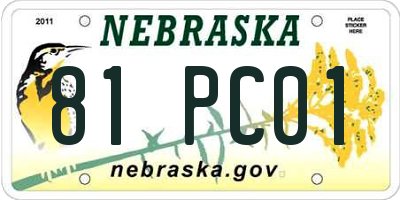 NE license plate 81PC01