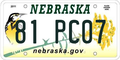 NE license plate 81PC07