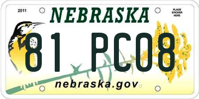 NE license plate 81PC08