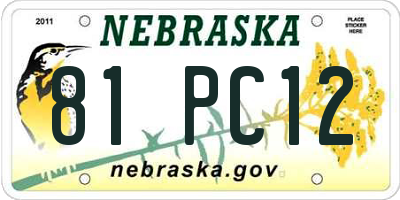NE license plate 81PC12