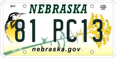 NE license plate 81PC13