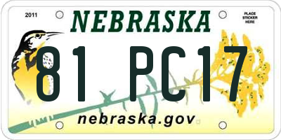 NE license plate 81PC17