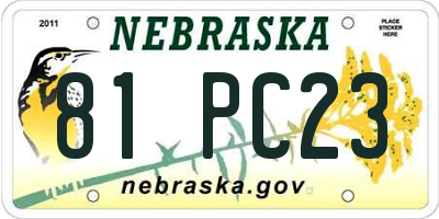 NE license plate 81PC23