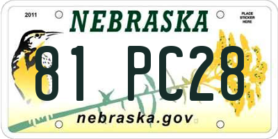 NE license plate 81PC28