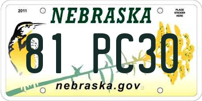 NE license plate 81PC30