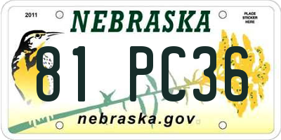 NE license plate 81PC36