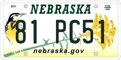 NE license plate 81PC51