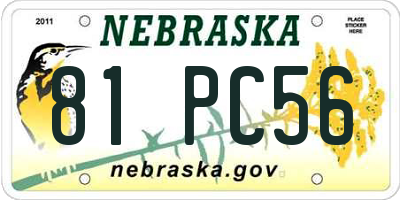 NE license plate 81PC56