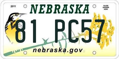 NE license plate 81PC57