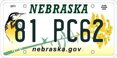 NE license plate 81PC62