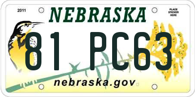 NE license plate 81PC63