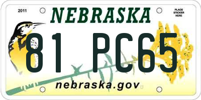 NE license plate 81PC65