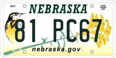 NE license plate 81PC67