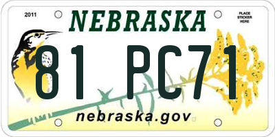 NE license plate 81PC71
