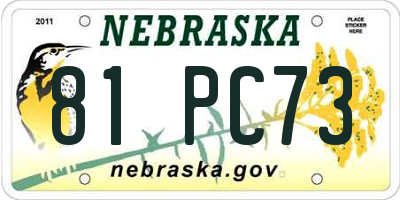 NE license plate 81PC73