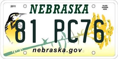 NE license plate 81PC76