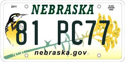 NE license plate 81PC77