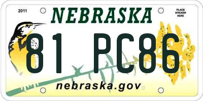 NE license plate 81PC86