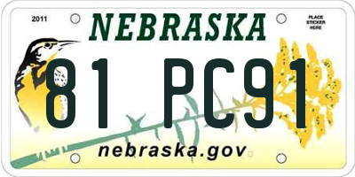 NE license plate 81PC91