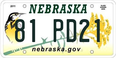 NE license plate 81PD21