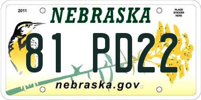 NE license plate 81PD22