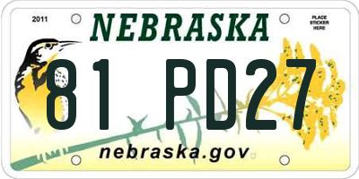 NE license plate 81PD27