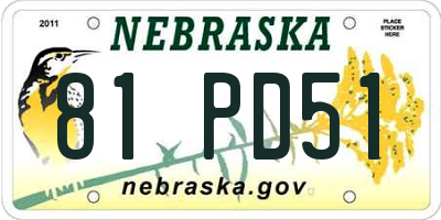 NE license plate 81PD51